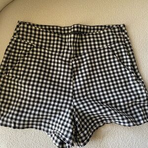 Zara Black and White Checkered Women's Shorts